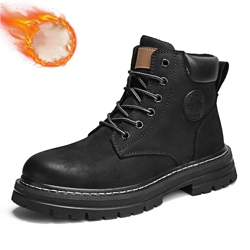 Модные ботинки из натуральной кожи без/с мехом, устойчивые мотоциклетные ботинки, рабочие ботинки с мягкой подошвой, нескользящие желтые ботинки для мужчин и женщин