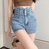 Эластичные джинсовые шорты для похудения на пуговицах, женские прямые шорты с широкими штанинами и ультра высокой талией на животе