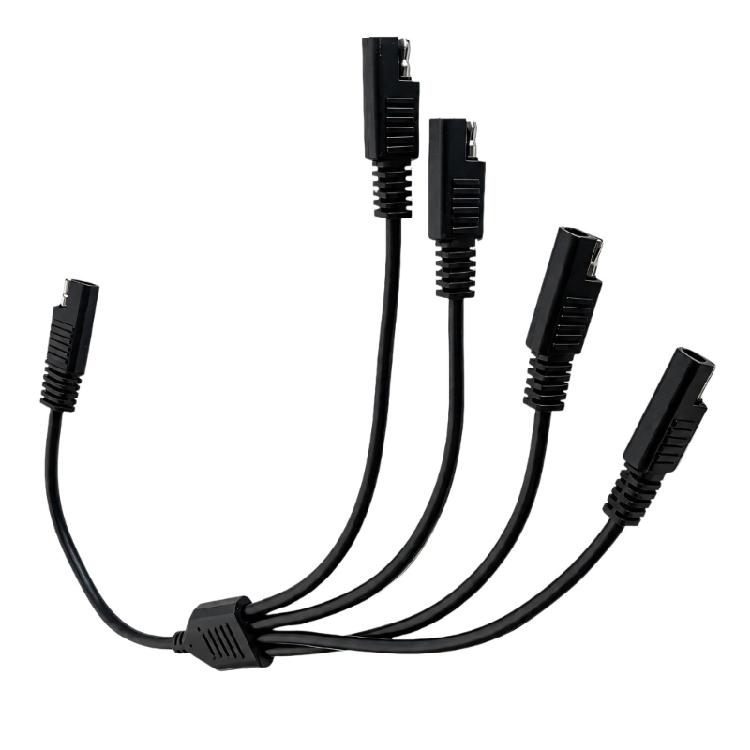 SAE Branch Cable for Power Distribution, 40cm 1 Male to 4 Female Splitter Wire with Copper Conductors for Vehicle and Solar Wiring