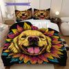 Sunflower Dog Pattern Bedding Quilt Set Quilt Cover Pillowcase Home Decoration Birthday Gift (1 * duvet cover + 2 * pillowcase, without core)