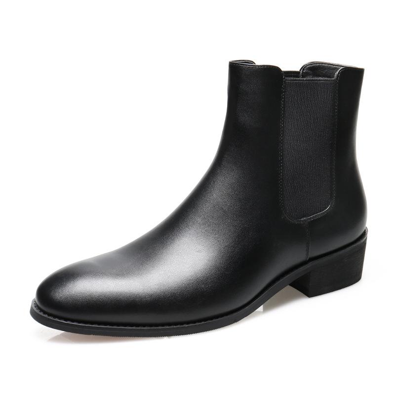 Fashion Italian Men's Leather Boots Fashion Chelsea Boots Brand Business Dress Boots for Men High-top Casual Boot Pointed Toe Ankle Boot