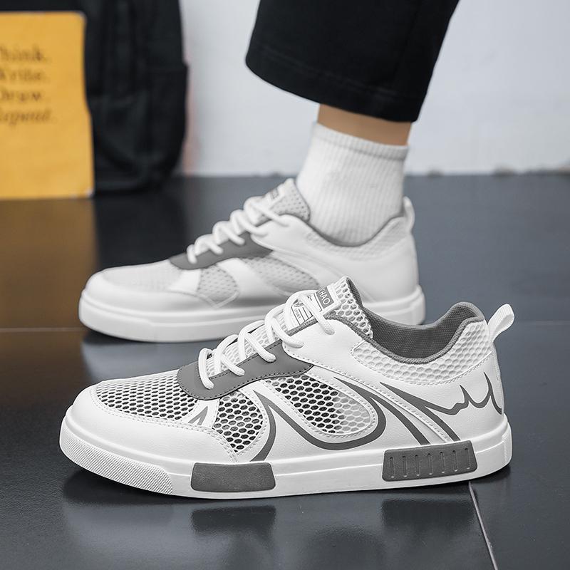 Men’s Sports Shoes Summer Breathable Casual Skateboard Shoes Plus Size White Running Sneakers Shoes for Students