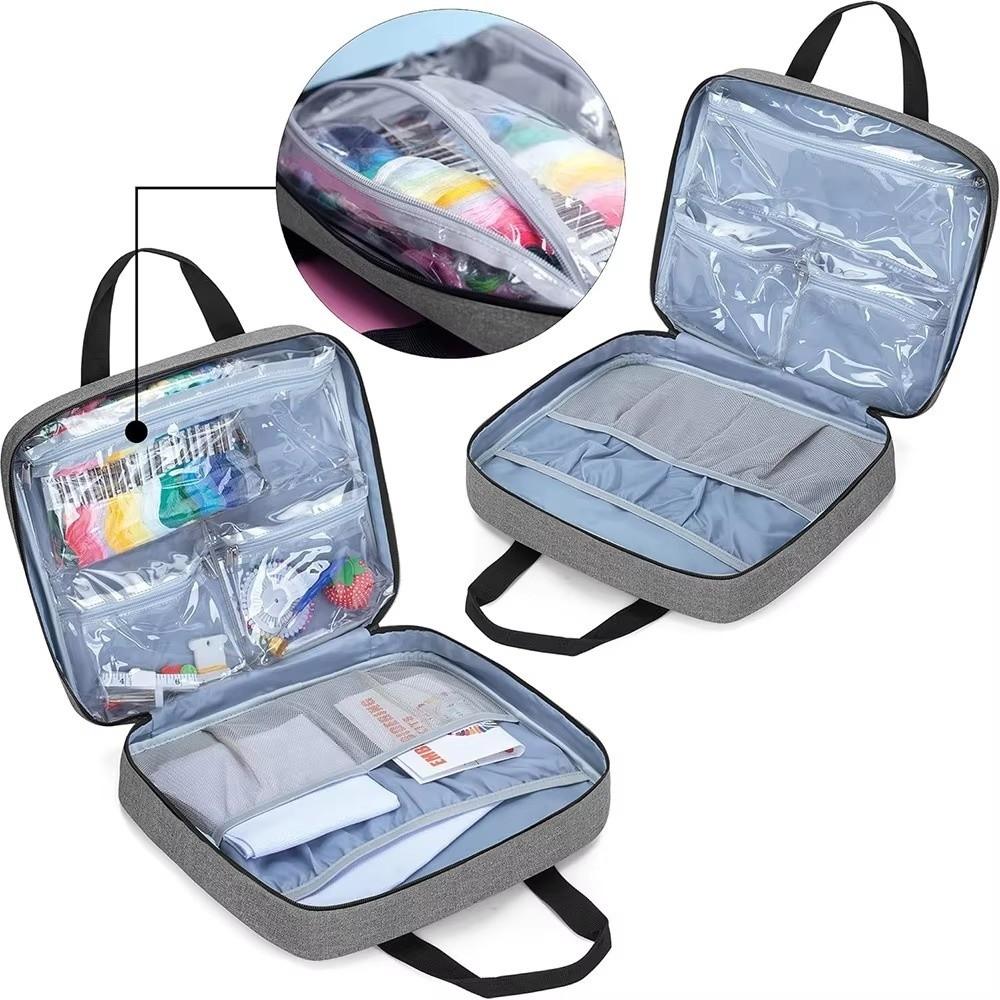 Square Sewing Kit Bag Multiple Pockets Craft Carry Case Embroidery Project Bag Embroidery Supplies
