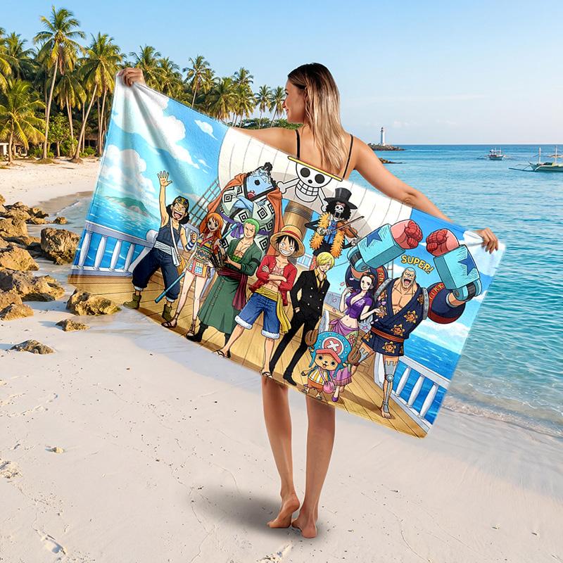 One Piece Printed Swim Towel, Portable Water Absorbent Towel for Beach Camping Daily Bathroom Use