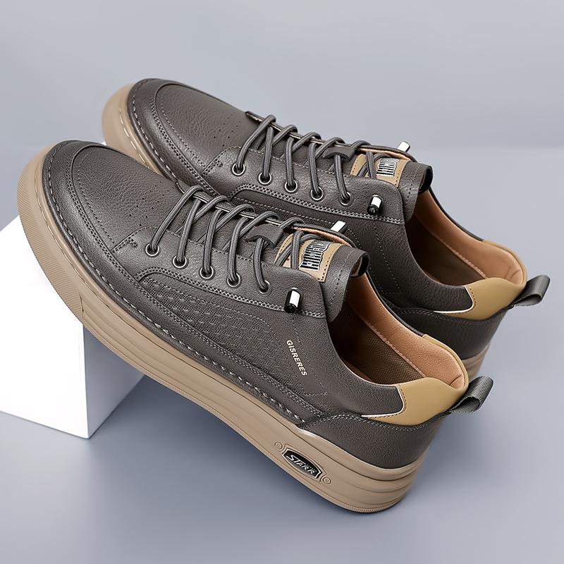Мужская кожаная повседневная обувь класса люкс, новая уличная универсальная обувь на платформе для бега, британские мужские кроссовки, дизайнерская деловая обувь