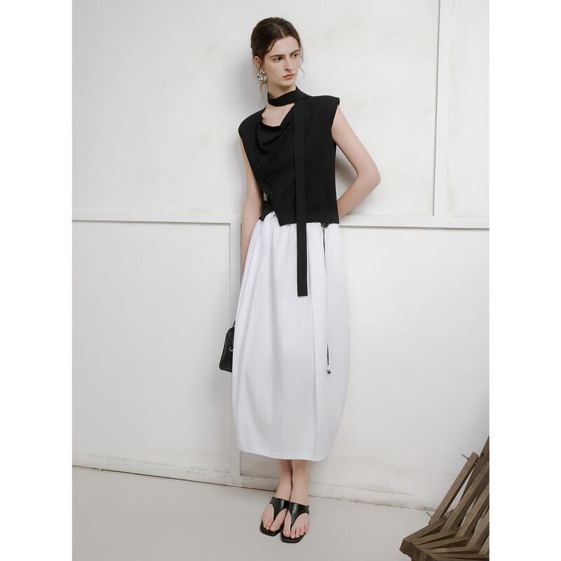 ELLE Черный вязаный топ без рукавов с воланами на воротнике