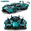 Технический синий V12, концепция спортивного автомобиля, строительные блоки, модель известного гоночного автомобиля, сборные кирпичи, игрушки для детей, подарки