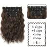 XINRAN Synthetic 4PCS  Invisible Lace Clip In Hair Extensions Short Wavy Natural Thick Hairpieces For Women Daily Wear