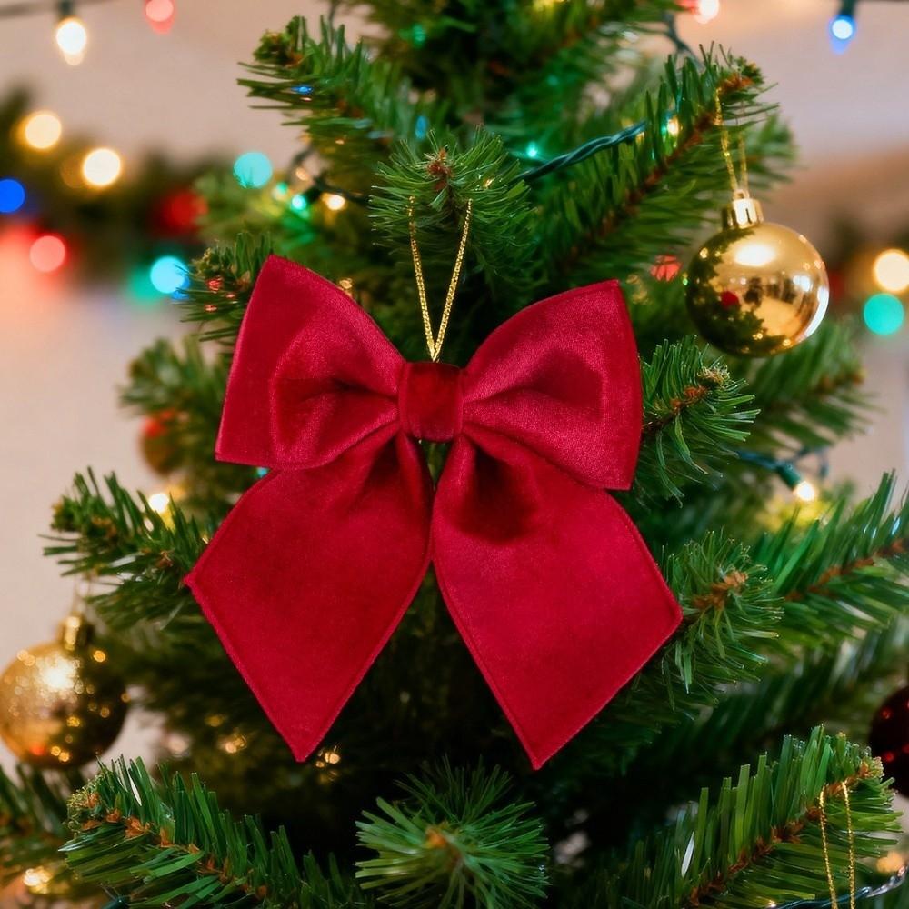 New Flannel Christmas Bow Tie Red Green Handcrafted Christmas Tree Decorations Wreath Bow Holiday Decoration