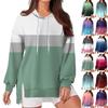 Women's Fashionable Casual Hoodie Long Sleeved Drawstring Pullover With Gradient Printed Loose Slit Sweatshirt