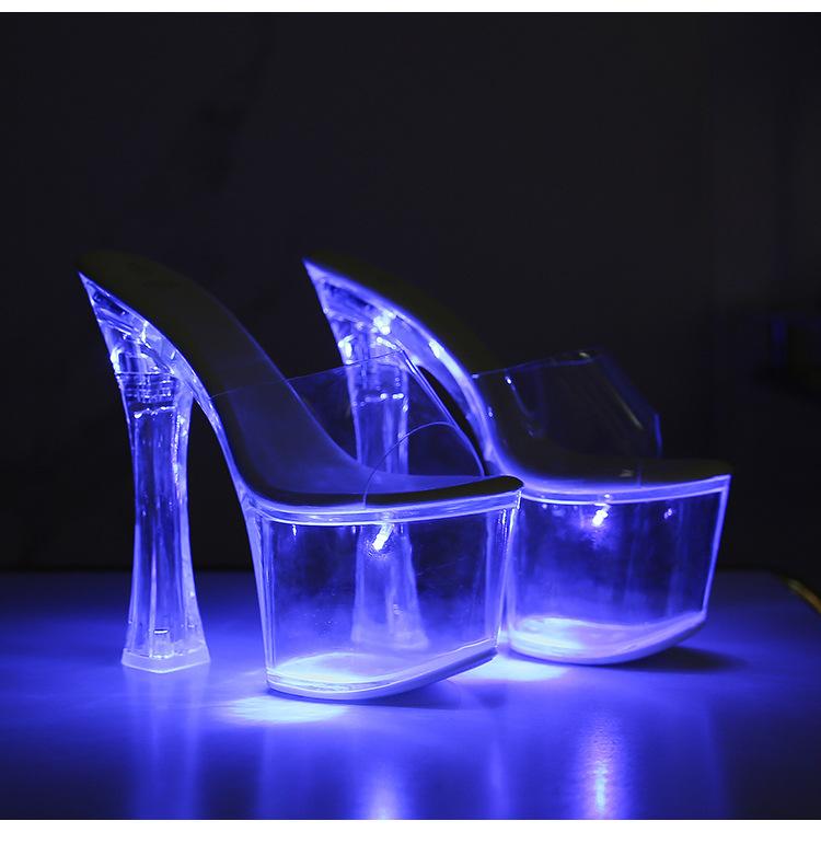 Women's Thick Heel Luminous High Night Club Shoes Sandals Shoes Catwalk Pole Dance Shoes Crystal Sole LFD-10367-Q2