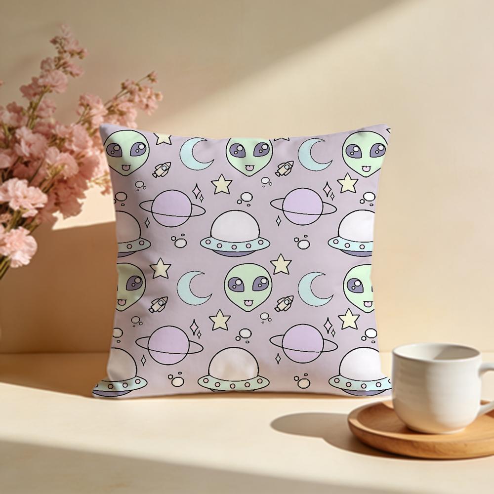 Whimsical Dreamy Aliens Cushion Cover Soft Pillow Cases for Home Bedroom Living Room Sofa