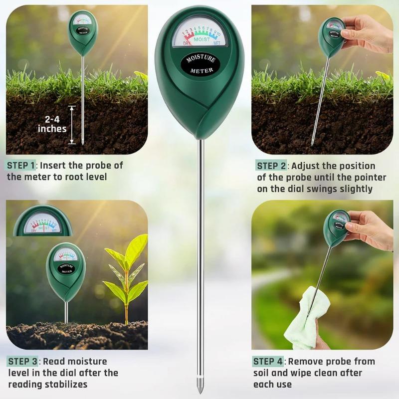 3 In 1 Soil PH Meter Sunlight PH Tester Garden Flowers Soil Moisture Sensor Meter Plants Acidity Humidity PH Monitor Detector