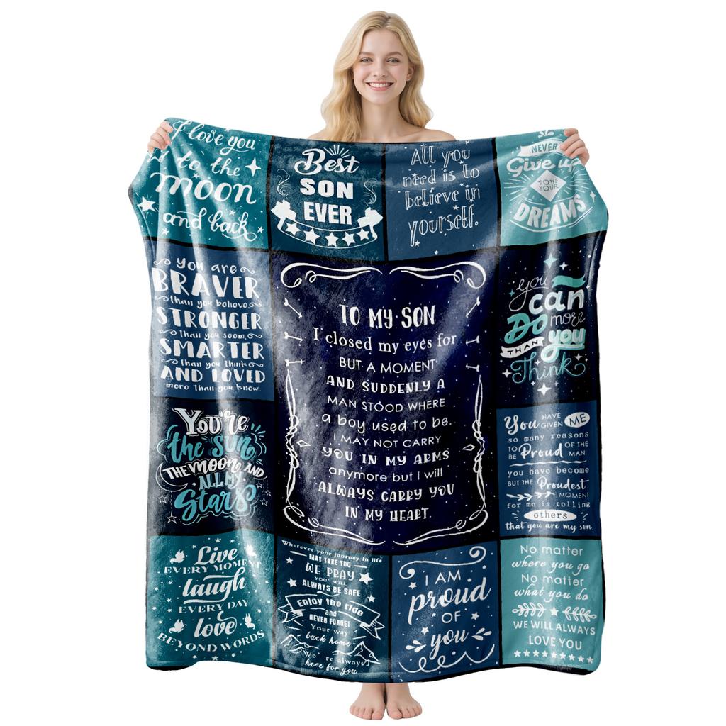 Throw Blanket Family Quotes Message Print Soft Cozy Bedding Couch Blankets Inspirational Graduation Birthday Gift Blanket