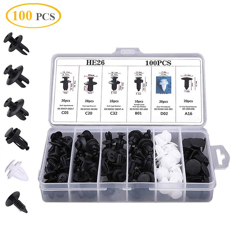 100Pcs Car Plastic Clips Fastener Screws Body Push Retainer Pin Rivet Bumper Panel Interior Decoration Mixed Auto Accessories