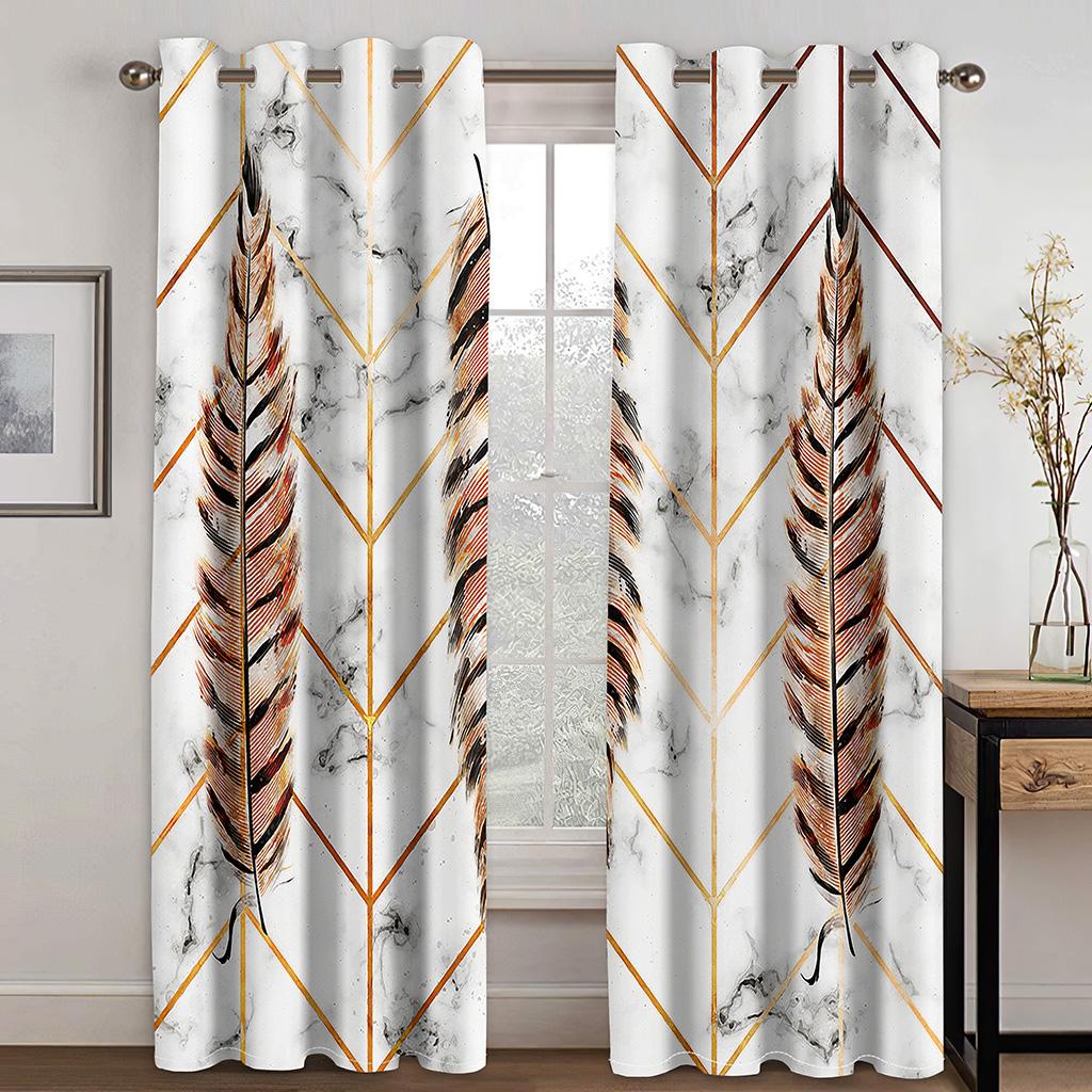 2pcs Geometric Abstract 3D Art Painting Curtain With Rod Pocket Mount Digital Printed Curtains Polyester Material Living Room
