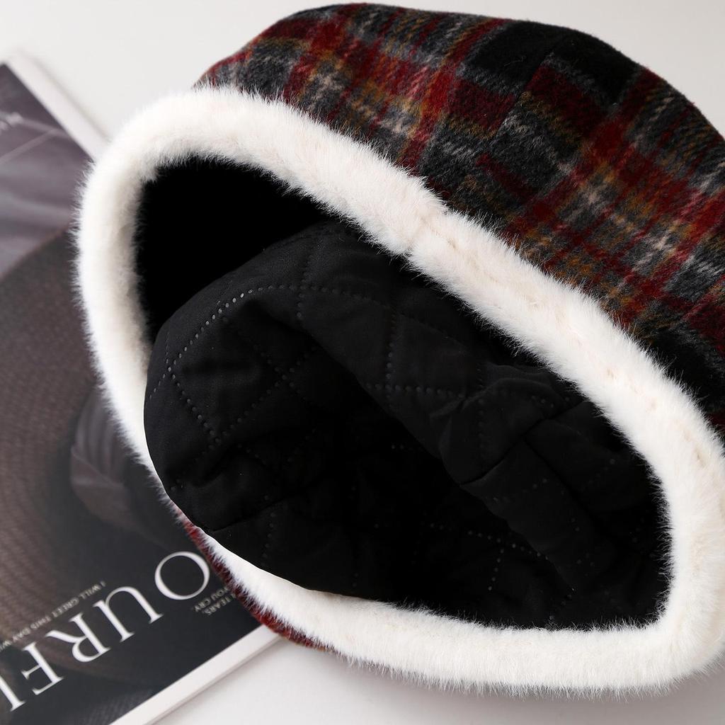 Ретро берет в клетку 2025 - Унисекс шляпа художника для осени/зимы, Теплая и модная