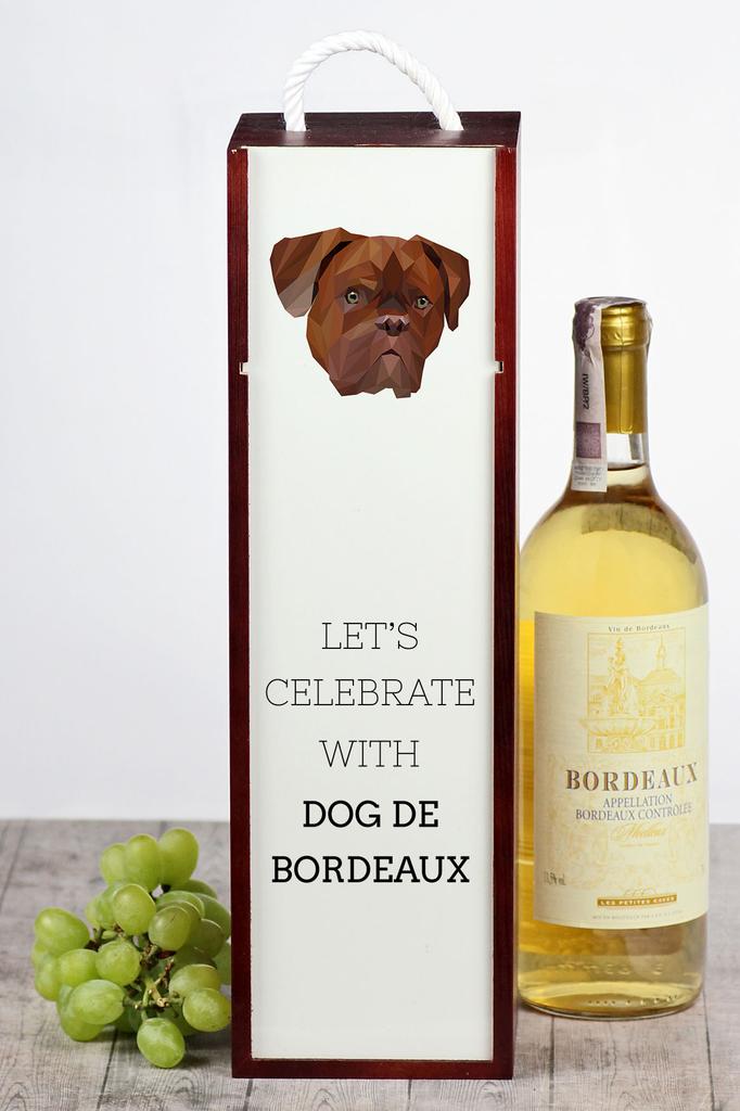 Dog Z Bordeaux, Dogue De Bordeaux, Mastif Francuski - Geometryczne Pudełko Ze Zdjęciem I Napisem Na Wino Marki Art-Dog