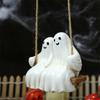 Spooky Halloween Skeleton Duo Figurine Adorable Skeletons Swinging Statue Yard Decor Hanging Outdoor Ornaments