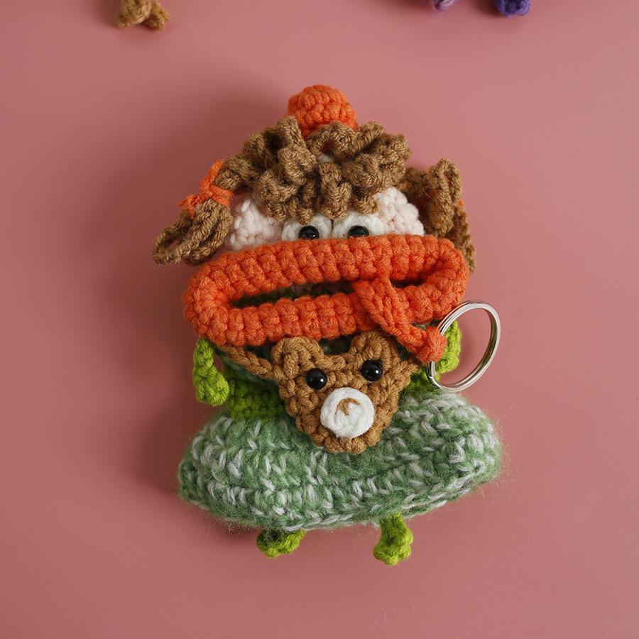 Забавные вязаные крючком брелоки Вязание Милая кукла с сосисочным ртом Держатель для ключей Полезная вязаная сумка для хранения Брелоки для автомобильных ключей Оптовая торговля