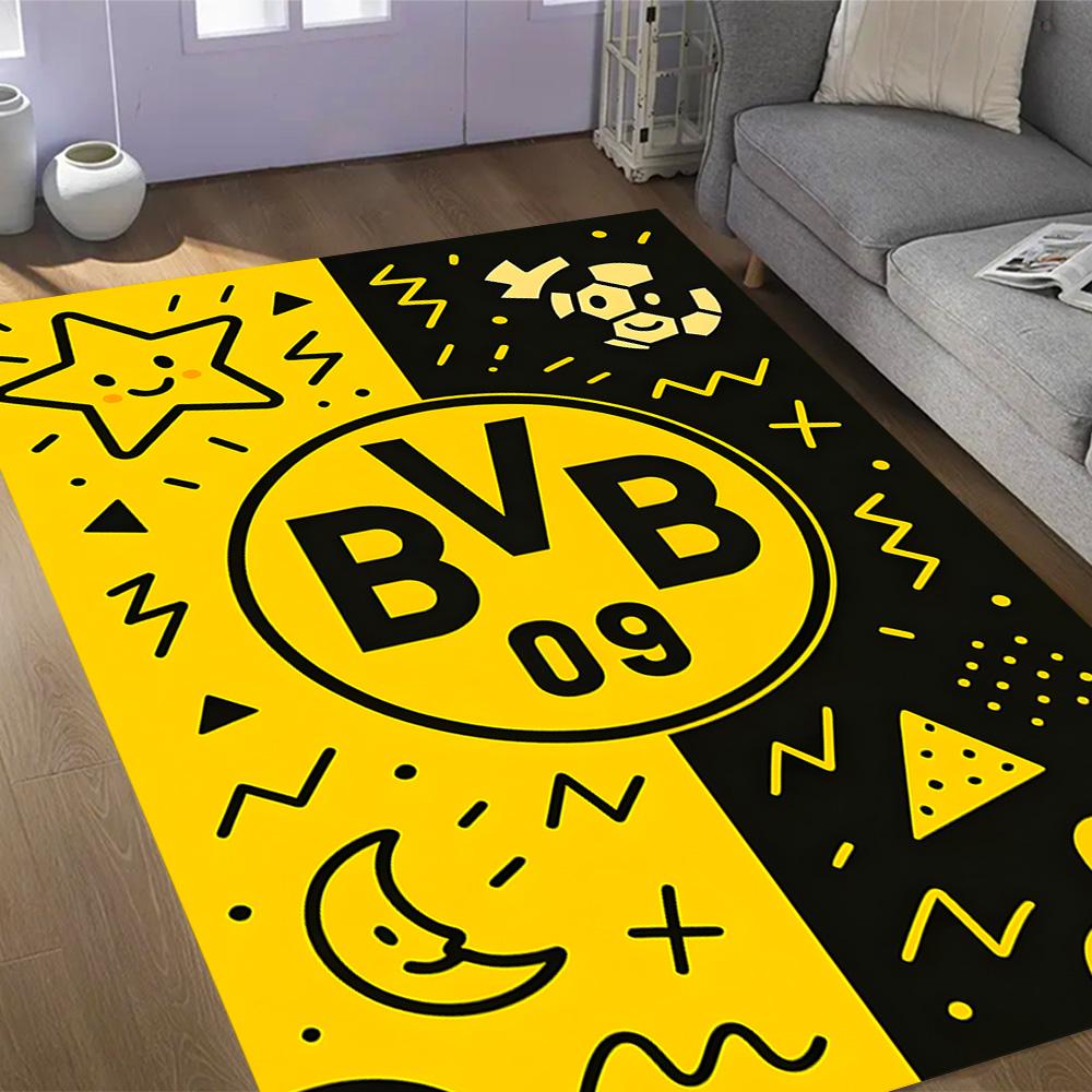 Нескользящие коврики с логотипом Bvb 09 в стиле Splatter Art - Полиэстер, Декор для дома, Подходят для спален, гостиных, прихожих, студий и в качестве декора