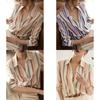 Womens Striped Long Sleeve Shirt With Spliced Fabric For Elegant Office Wear