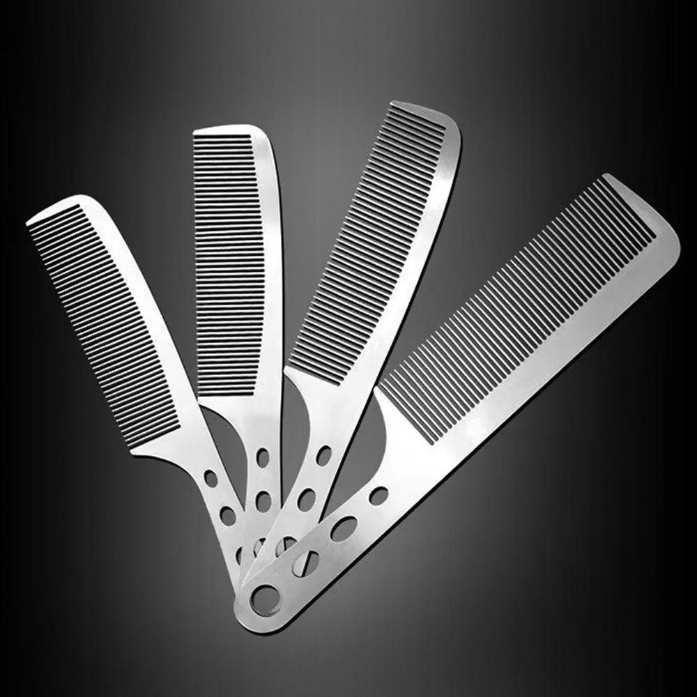Silver Hairdressing Styling Comb Stainless Steel Metal Barber Comb New Anti Static Comb Barber