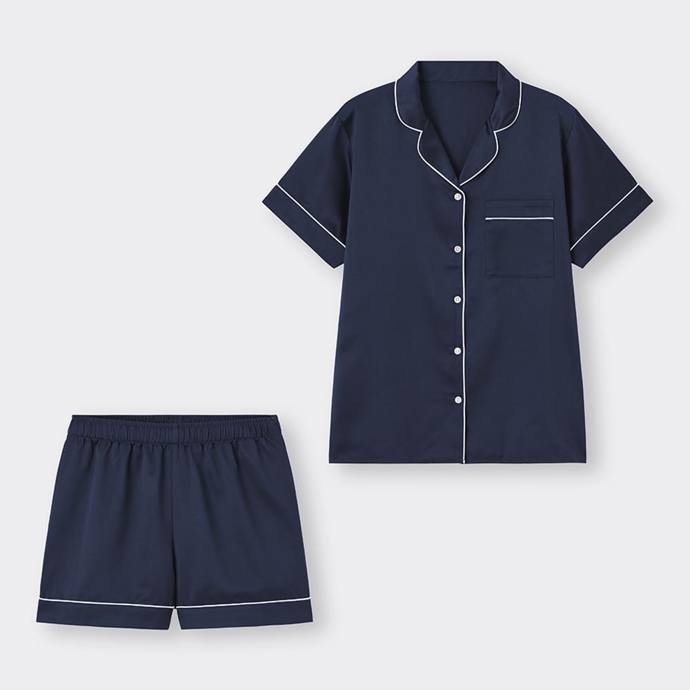 GU by Uniqlo Атласная пижама с короткими рукавами и шортами 