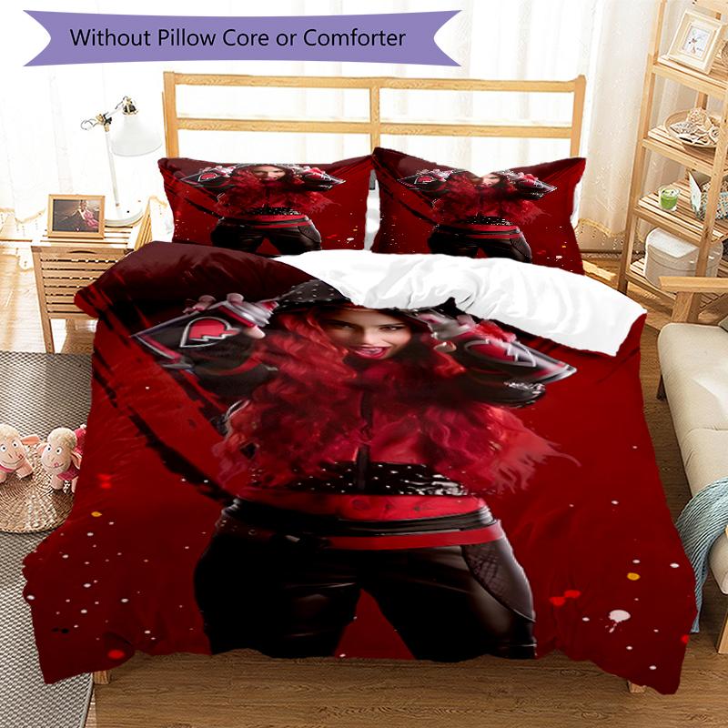 3pcs Descendants The Rise of Red1 Design Cover Set - HD Printed Bedding with 1 Cover and 2 Pillowcases - Perfect for Home and Dorm Decor