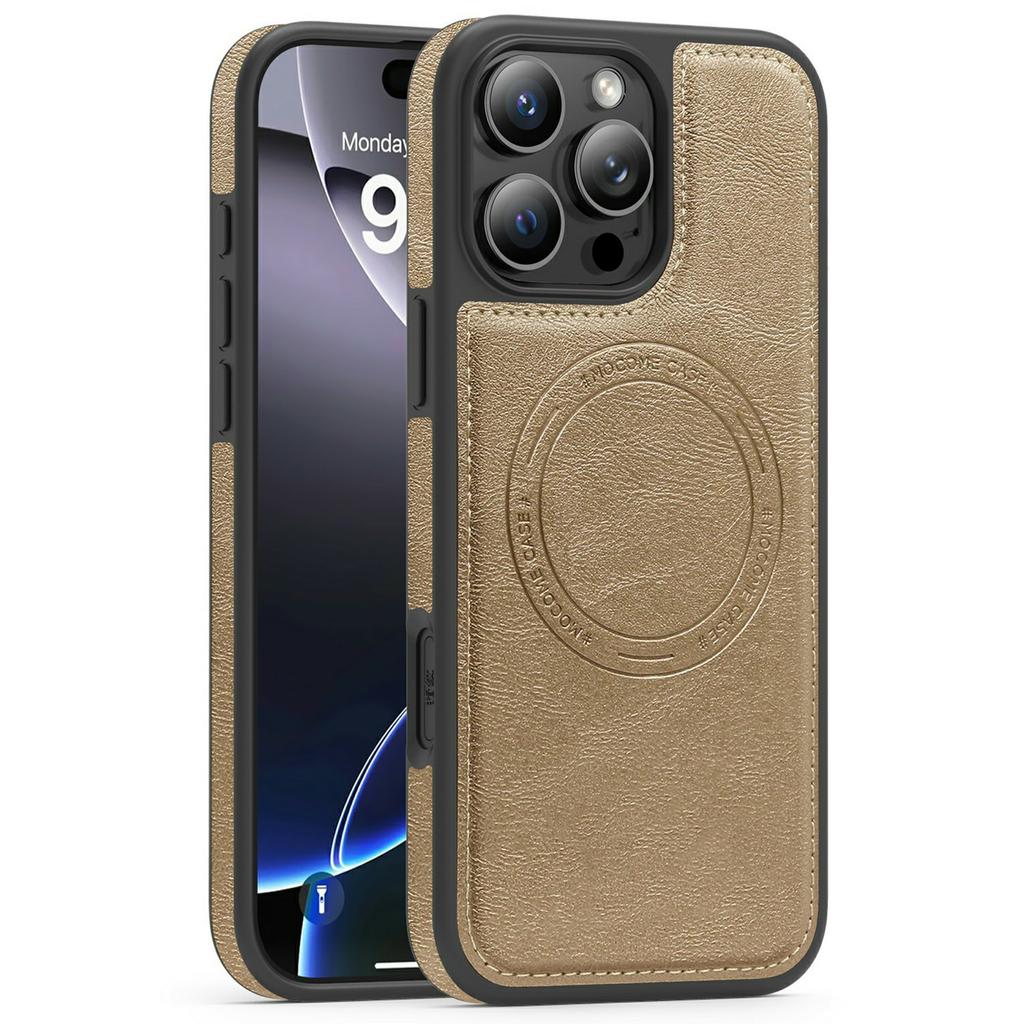 For iPhone 16 Pro Max Case Compatible with MagSafe Leather Back Phone Cover