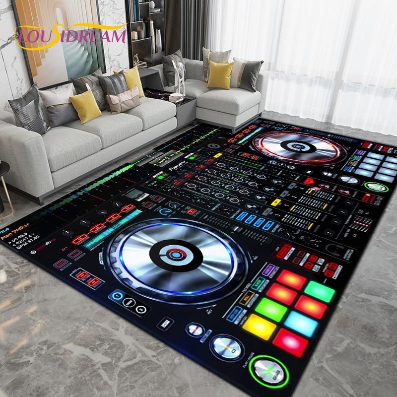 Коврик с узором на музыкальном экране DJ, коврик для гостиной, спальни, дивана, кухни, ванной комнаты, прихожей, нескользящий напольный коврик