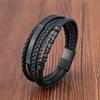 Многослойный браслет со вставкой из нержавеющей стали, кожаные браслеты викингов для мужчин, плетеные браслеты, ювелирные изделия в стиле панк, аксессуары для мужчин