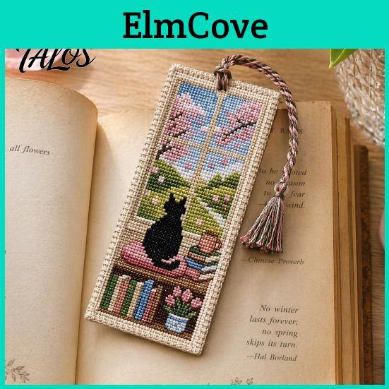 Stitching Stitch Bookmark Delicate Diy Kit For Adults Beginners Seasonal Cat Warm Atmosphere Handmade Embroidery Kit Gifts Lovers Readers