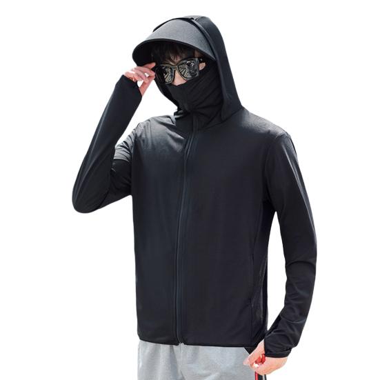 Мужская солнцезащитная куртка с капюшоном и длинным рукавом, застежка-молния, солнцезащитная одежда, однотонная дышащая верхняя одежда для рыбалки