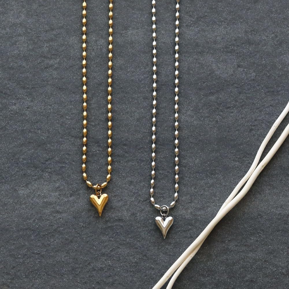 Ожерелье JewelVOX для хирургического стального шарика для взрослых [JewelVOX] Женщины, Сталь, Сердце, Гипоаллергенный, Цепочка, (Серебряный)