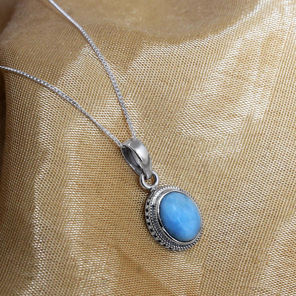 Женский кулон Larimar с цепочкой, очаровательные ювелирные изделия из стерлингового серебра 925 пробы