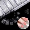 504-Piece Ultra-Thin Semi-Frosted Seamless Nail Tips - Transparent Almond, Short Square & Round Shapes