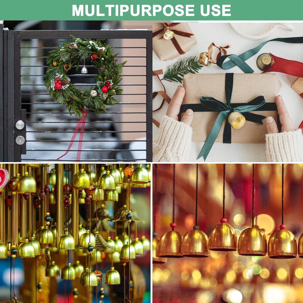 METERXITY 12-Piece Set Hanging Bells, Small Decorative Bells, Vintage Jingle Bells, Hanging Bell Pendants for Christmas, Home, Window, Door, and