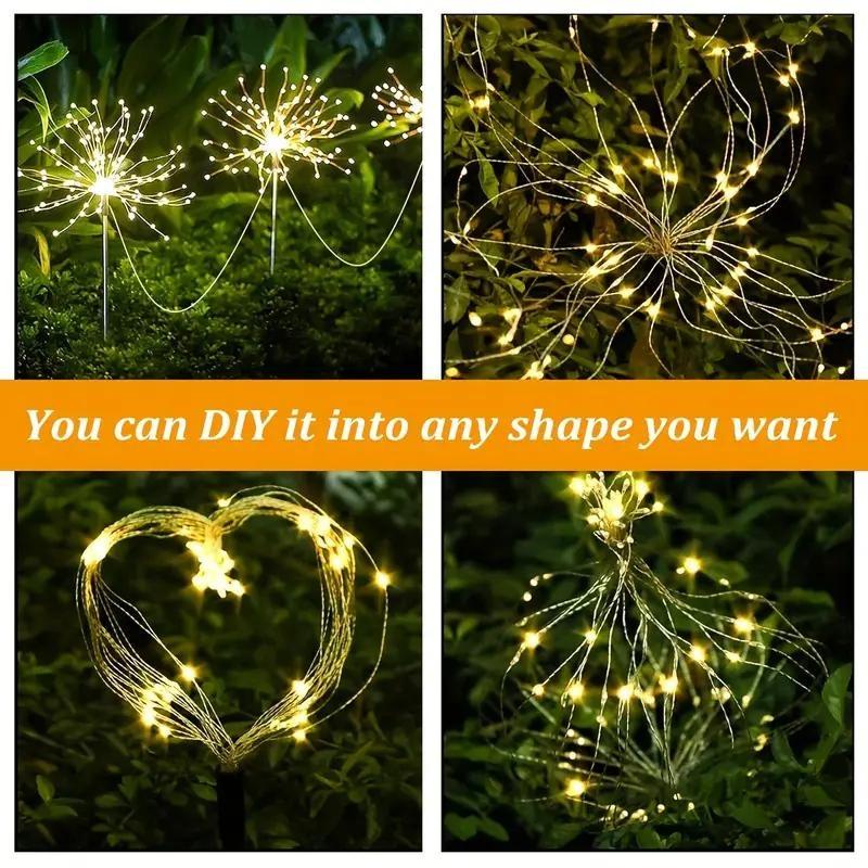 Светодиодные солнечные фейерверки, уличные водонепроницаемые солнечные садовые сказочные лампы для лужайки, патио, двора, вечеринки, рождественские украшения