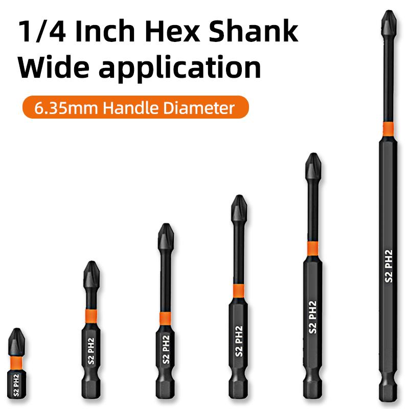 PH2 Ударная сильная магнитная отвертка с крестообразной головкой высокой твердости, крестовая отвертка, бит, электрическая отвертка, набор шестигранников