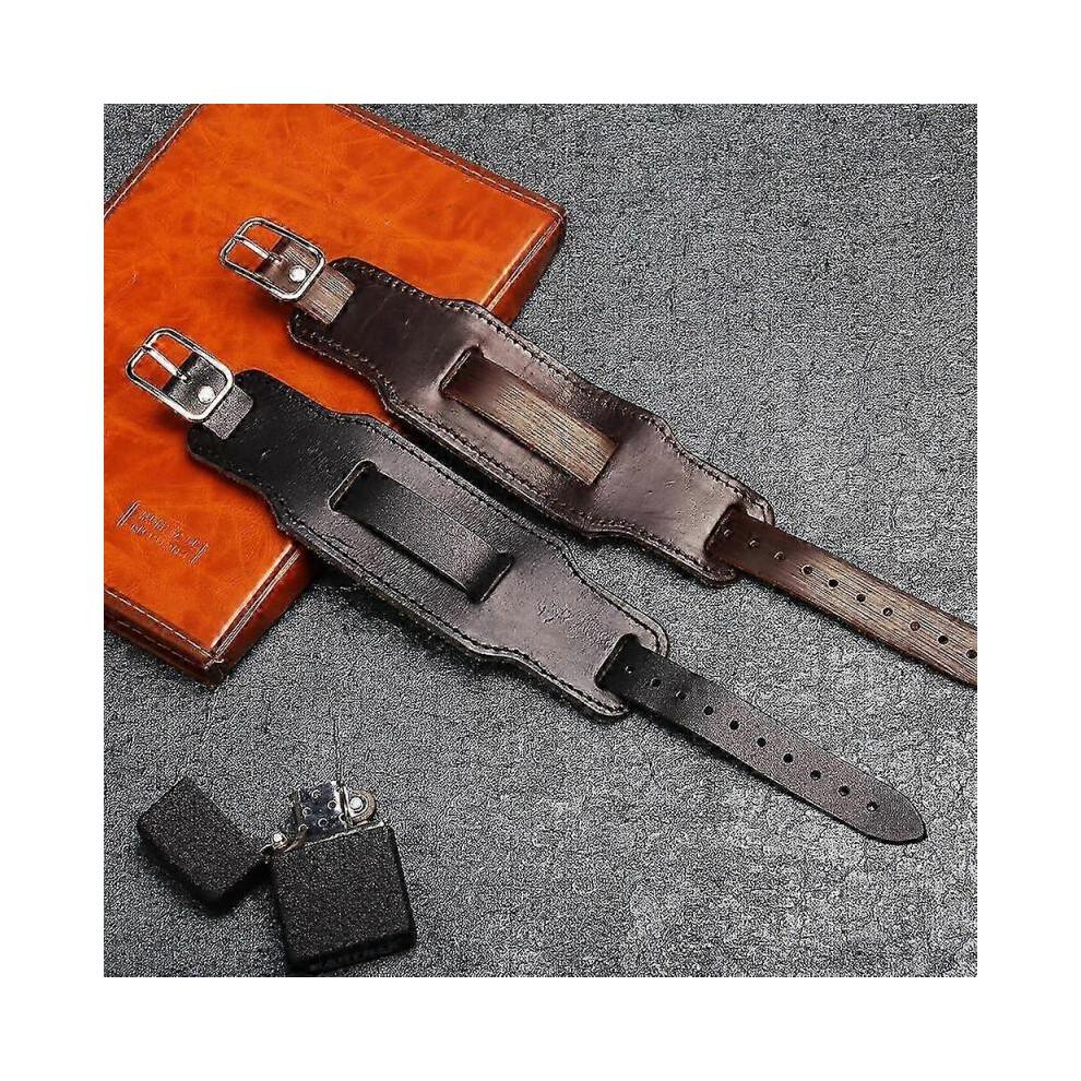 2025 Latest Model  Trendy Men Wide Genuine Leather Bracelet Brown Wide Cuff