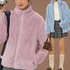 Розовая коралловая флисовая куртка женская осенне-зимняя новая кардиган с капюшоном повседневный стиль свитер плюшевая домашняя пижама
