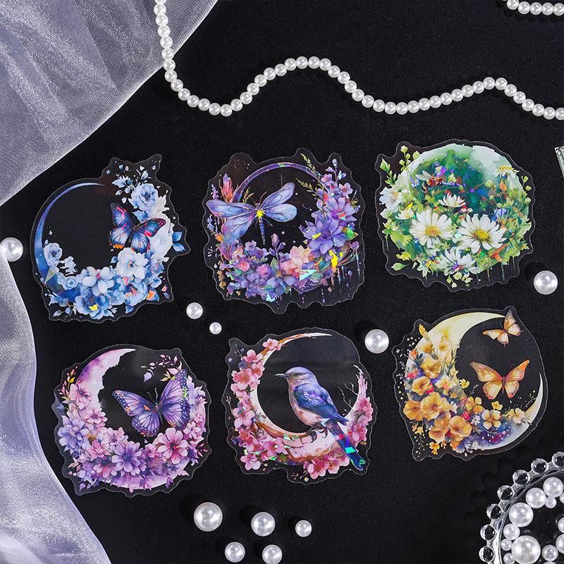 Набор наклеек для книги Yuezhenxiang Retro Flower Moon Handbook - открытка с кукушкой своими руками и креативные детские наклейки