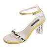 Women Sandals with Elastic Fashion Women Hasp Transparent Thick Heel High Heeled Leisure Shoes Sandals Clear Shoes Women 789