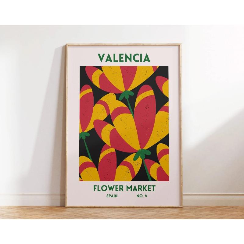 1 шт. Художественные принты «Цветочный рынок» Барселона Япония Испания Мексика Всемирный Эстетический Постер с Растениями Печать Домашний Офис Спальня Декор