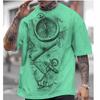 Vintage Compass Pattern Men's T-shirts Retro Map 3D Printed T-Shirts Summer Casual Oversized Short Sleeve Tees Round Neck Tops