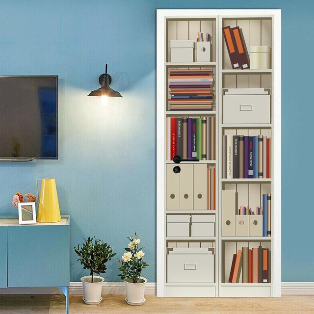 Деревянная книжная полка, дверные наклейки, винтовая лестница, библиотека, ретро литература, художественный декор для книжного магазина, ремонт, ПВХ обои, наклейка