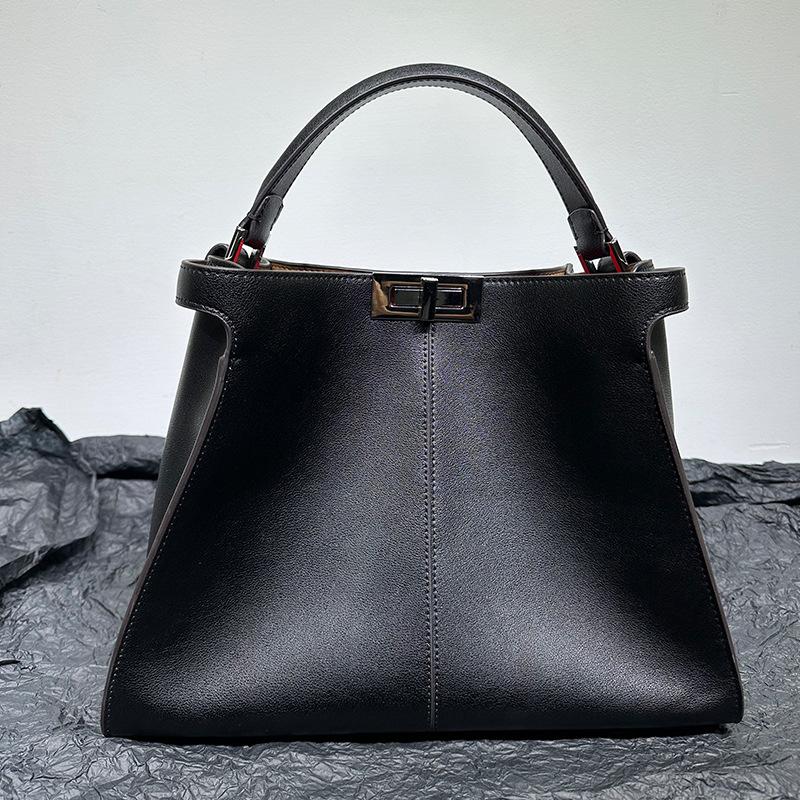 New Apricot Leather Women's Bag High-end Large Capacity Cowhide Tote Bag Handbag Single Shoulder Crossbody Cat Bag