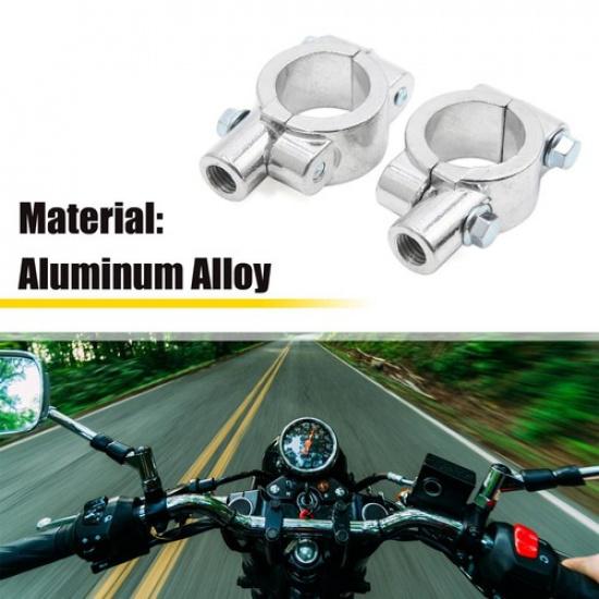 Pair 10mm Thread 1" Motorcycle Handlebar Mirror Holder Clamp Adaptor