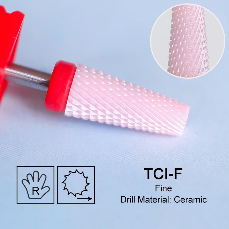 Ceramic Milling Cutter Flame Carbide Nail Drill Bits Pink Gel Remover Electric Machine Drills Polishing Peeling Nails Art Tools